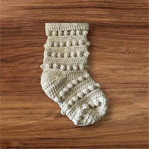 CHRISTMAS STOCKING LARGE Handmade Crochet Boho cream color
